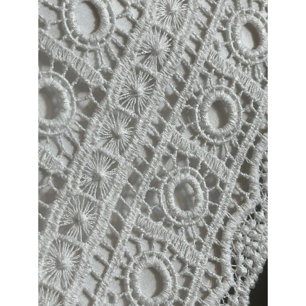 Floral Crochet Tank Dress White 6 Bridal Boho Indie Folk Eyelet Scalloped Chic - Picture 8 of 10